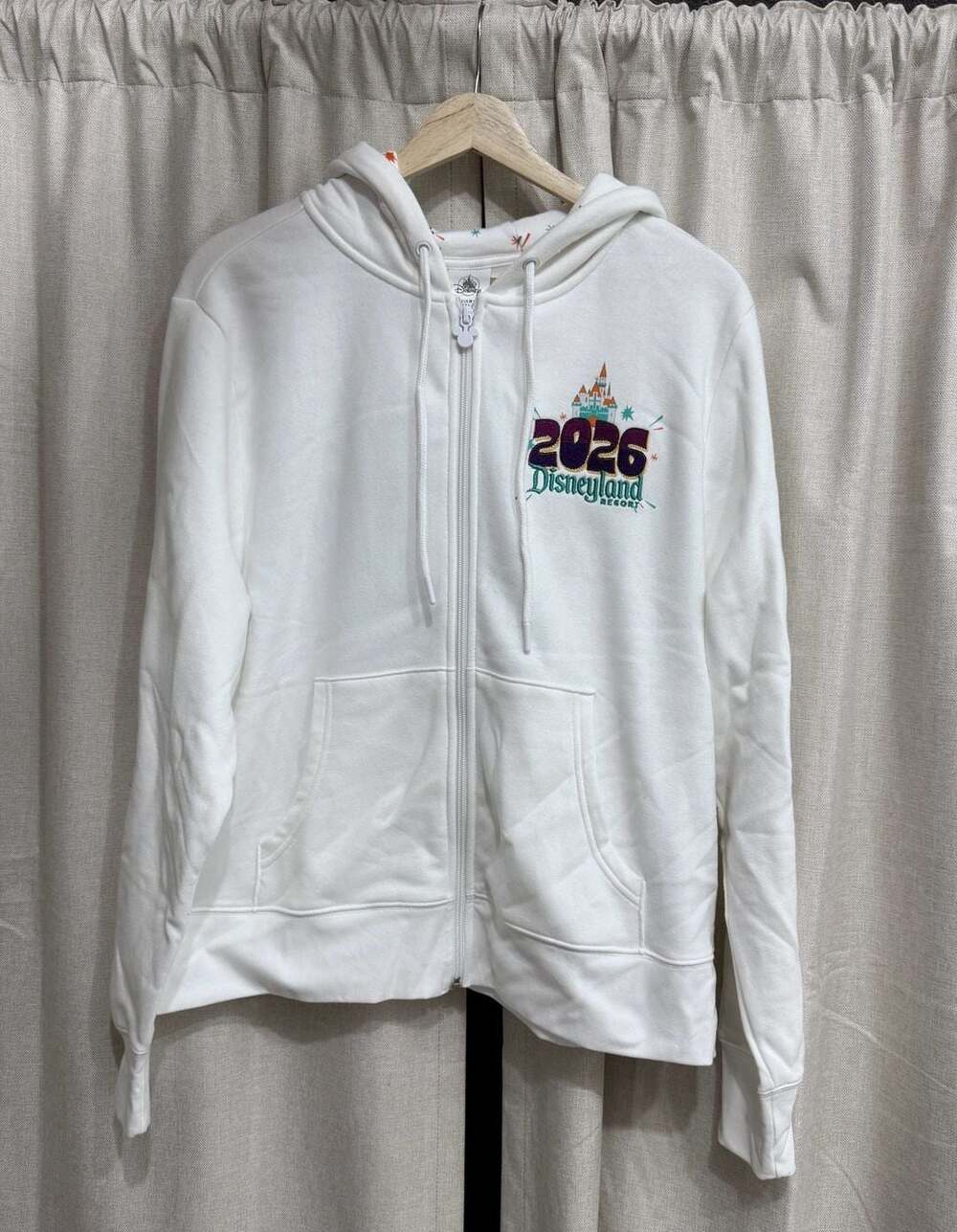 Disney Parks 2026 Disneyland Resort White Full Zip Hoodie Sweatshirt